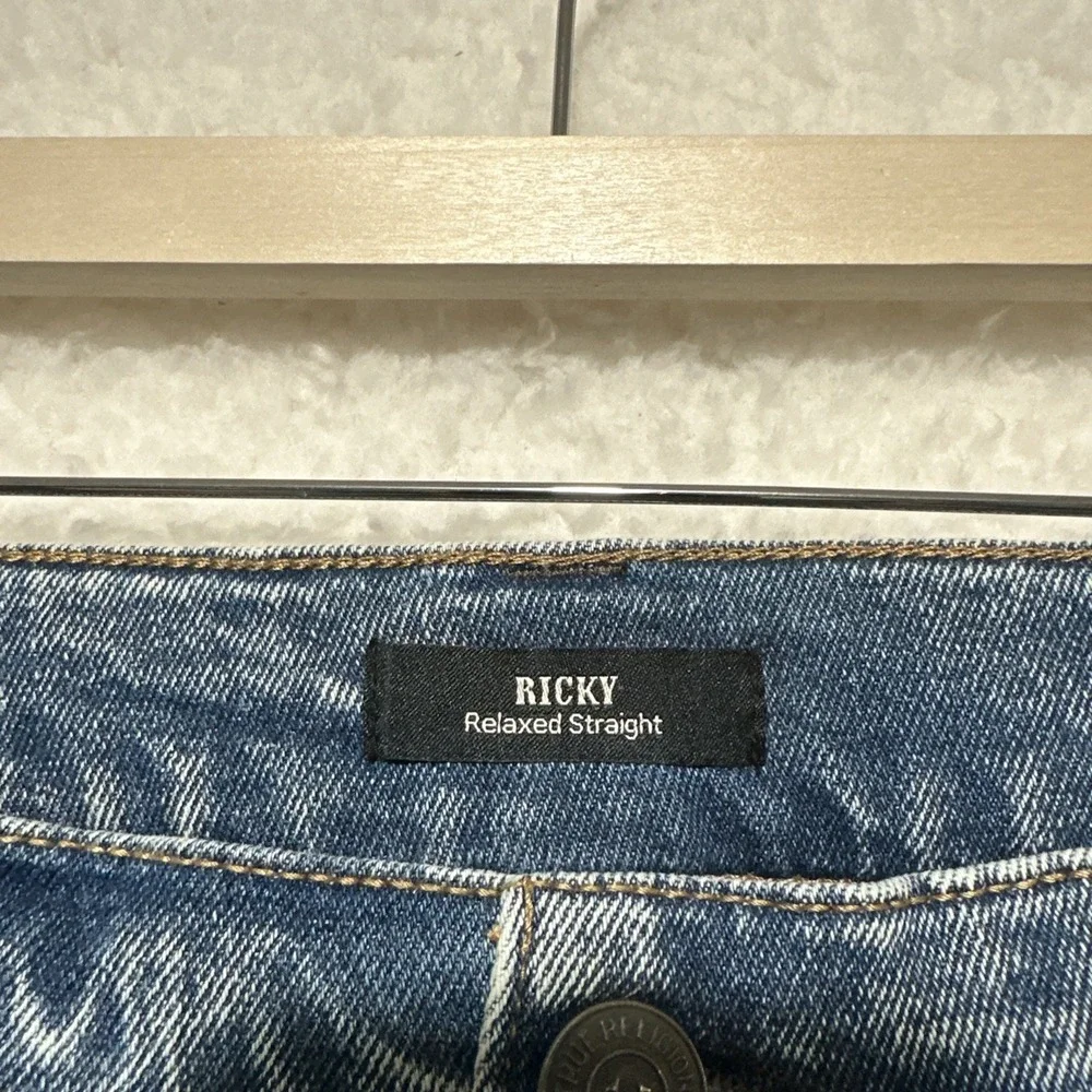 True Religion Men's Jeans Size 38‎ Ricky No Flap Relaxed Straight Denim Blue